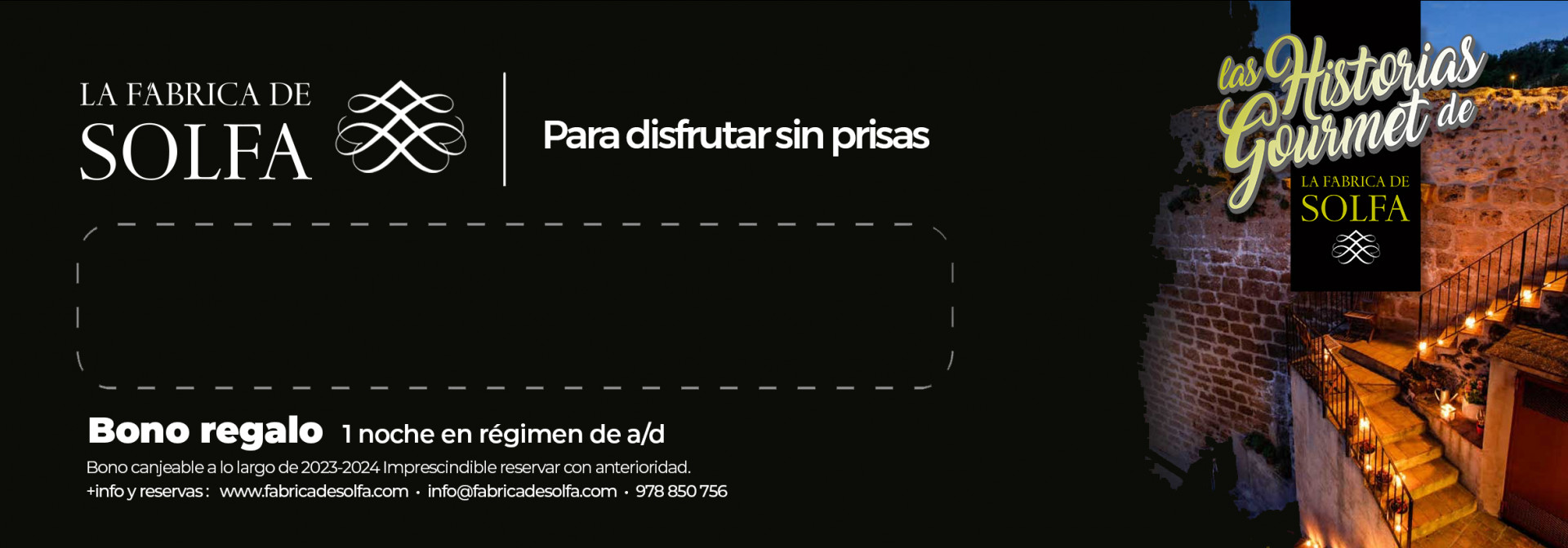 Bono Regalo Noche de Hotel para 2 La Fábrica de Solfa